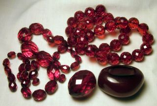 Antique Cherry Amber Bakelite Loose Beads 76 Grams 3 Day Nr