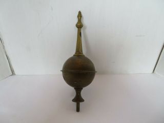 Antique 19th Century Brass Clock Hollow Ball & Spire / Spike Finial