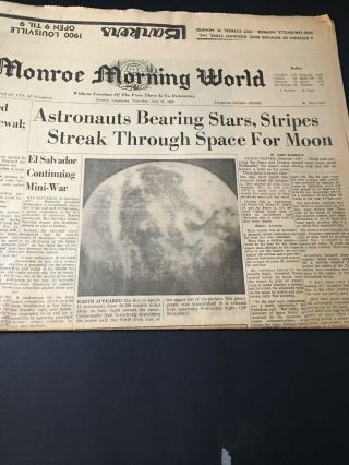 Apollo 11 Astronauts Newspaper July 17 1969 Monroe Morning World Louisiana Sec A