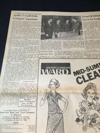 Apollo 11 Astronauts Newspaper July 17 1969 Monroe Morning World Louisiana Sec A 3
