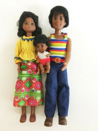 Vintage Mattel 1973 The Happy Family African - American Mom,  Dad,  Baby