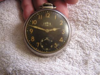 Vintage Tower Pocket Watch Black Dial