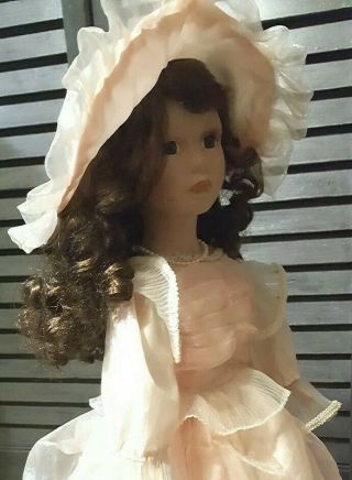 Victorian Porcelain Doll Dolls Collectible 19 " W/stand