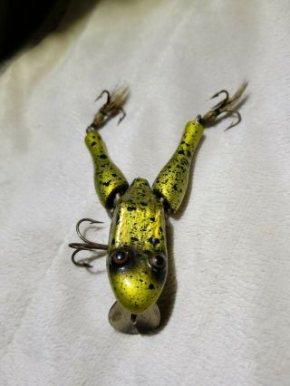 Vintage Paw Paw Wotta Frog Natural Frog Splatter Antique Fishing Lure Nr Vgc