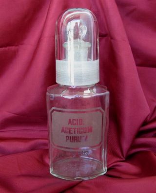 19c.  Antique Medical Apothecary Pharmacy Glass Bottle W/stopper & Domed Cover