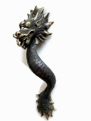 Dragon Door Pull 30 Cm Aged Brass Vintage Old Style House Handle 12 " Long B
