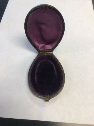 Antique Jewelry Pendant,  Brooch,  Leatherette Velvet Push Button Box