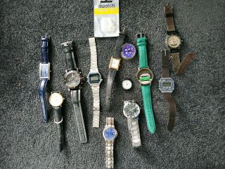 Joblot Of 12 Watches For Spares And Repair,  Rotary Swatch Timex Digital Others