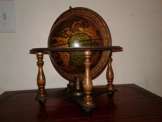Small Vintage Zodiac Globe,  With Wooden Base.  Made In Italy.