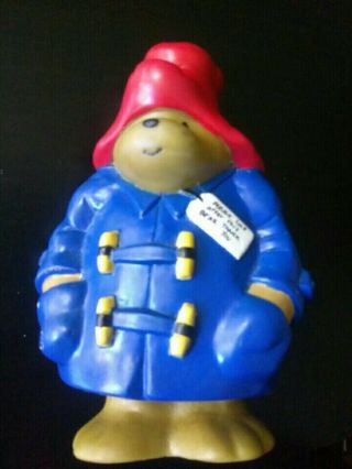Vintage Paddington Bear Plastic Bank - Blue Coat Red Hat - 1995