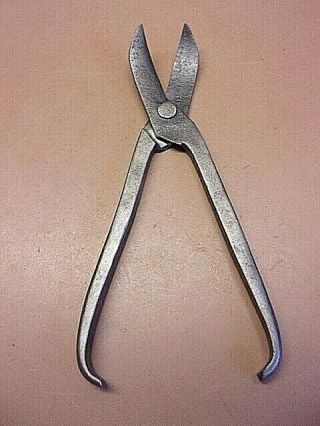 Antique Hand Forged Curved Tin Snips 10 " Sheet Metal Old Blacksmith Forged Tool