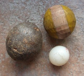 3 Very Rare Antique Chole Club Golf Balls Ball Cork Wood Plastic