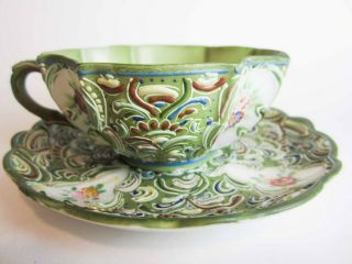 Ardalt Japan Vintage Satsuma Style Hand Painted Tea Cup Enameled Nippon Style