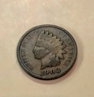 Us Old 1902 Antique Indian Head Cent - Relief Coin