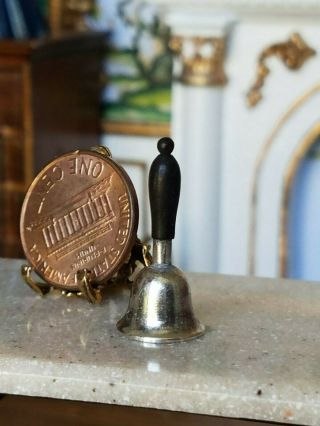 Antique Dollhouse Miniature Wood & Silver Bell 1:12 2