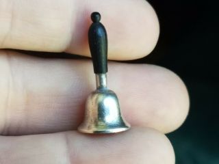 Antique Dollhouse Miniature Wood & Silver Bell 1:12 3