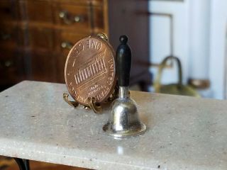 Antique Dollhouse Miniature Wood & Silver Bell 1:12 5