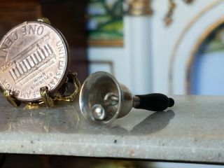 Antique Dollhouse Miniature Wood & Silver Bell 1:12 6