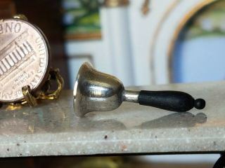 Antique Dollhouse Miniature Wood & Silver Bell 1:12 7