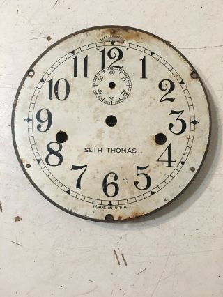 Antique Seth Thomas Lever Action Ships Clock Dial W/ Mounting Plate