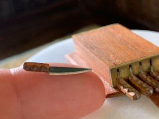 Artisan Miniature Dollhouse Vintage Ooak Chefs Handmade Knife Set Wall Holder