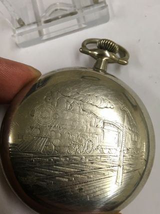 Antique Seth Thomas Pocket Watch In Railroad Case (good Balance) Spares