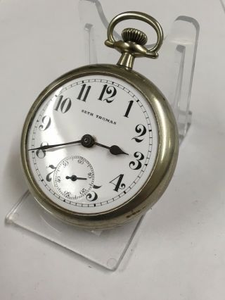 Antique Seth Thomas Pocket Watch In Railroad Case (Good Balance) Spares 8