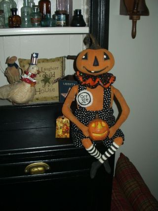 Primitive Folk Art Fall/halloween Pumpkin Man,  Jack - 0 - Lantern
