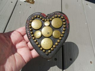 Civil War Military ? Antique Leather Heart For A Saddle Martingale? Or Harness?