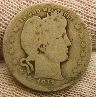 1911 D Barber Silver Quarter U.  S.  A.  1135 Eagle Investment Antique Coin 25 Cent