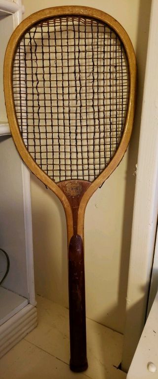 Antique 1900s Spaulding Wood Tennis Racket
