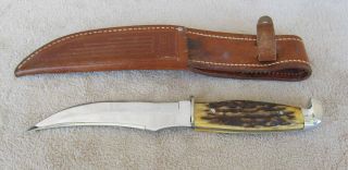 1940 - 1965 Case Xx Stag Handle Fixed Blade Sheath Hunting Knife 9 Inch
