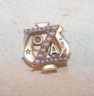 Vintage Zeta Psi Fraternity 10k Gold Pin / Badge 1943,  Seed Pearls Xi Chap Old