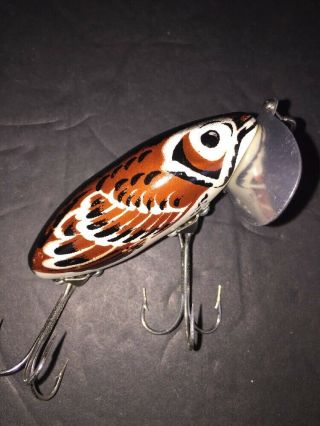 Vintage Fred Arbogast Jitterbug Brown Sparrow Fishing Lure Awesome