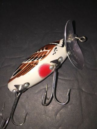 Vintage Fred Arbogast JITTERBUG Brown Sparrow Fishing Lure Awesome 2