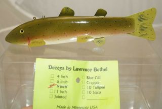 Vtg Nos Lawrence Bethel Fish Spearing Decoy Ice Fishing Lure Folk Art 9 " Trout