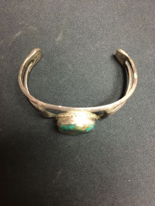Antique Old Pawn Native American Silver and Turquoise Cuff / Bracelet 8