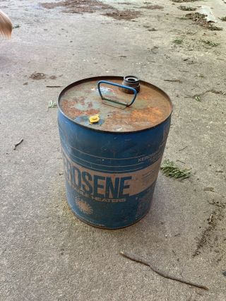 Antique Vintage Blue 5 Gallon 18.  925 Liters Kerosene Jug Can Metal Blue 4