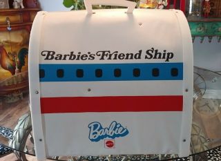 Vtg 1973 Barbie Friend Ship Airplane United Airline Vinyl Mattel W/serving Cart