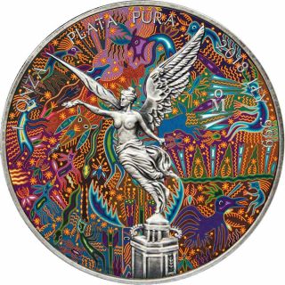 2018 Mexico 1 Onza Libertad Huichol 19 Antique Finish 1 Oz Silver Coin