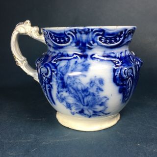 Antique Flow Blue Mug Gilt Trim Burslem England Royal Semi Porcelain Wood & Son