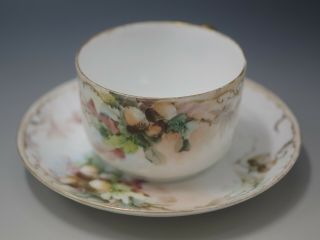 Haviland Field Limoges Antique Acorns Teacup And Saucer Set Porcelain C.  1890
