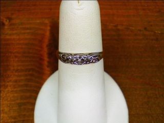 14kt White Gold Band With Small Diamonds Antique Style