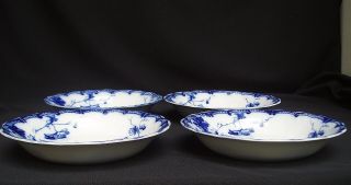4 Antique ' Lonsdale ' by Ridgways (Flow Blue) Open Soup Bowls c.  1912 A Rare Find 3