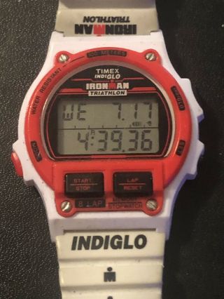 Timex Ironman Triathlon 8 - Lap 100m Digital Sport Watch Full - Size Mens Wht/rd 746