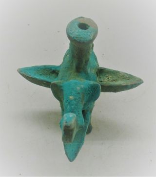 SCARCE ANCIENT LURISTAN BRONZE TRI - PRONGED OIL LAMP IN THE FORM OF AN ELEPHANT 2