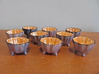 9 Antique Lusterware Orange Peach Blue 1.  5 Inch Gourmet Salt Cellars