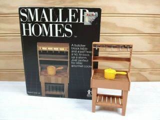 Vtg Tomy Smaller Homes Butcher Block Table Dollhouse Doll Furniture 2409