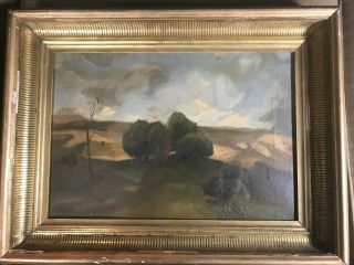 Antique " Landscape Scene " Oil On Canvas Painting - Framed