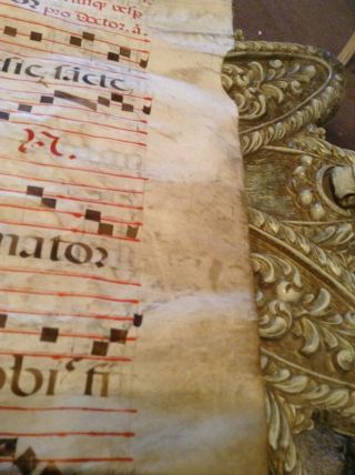 Antique Vellum Sheet Music Antiphonary Gregorian Chant 2sided Hand painted Old 8